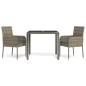 vidaXL Set comedor de jardín 3 piezas con cojines ratán sintético gris vidaXL Set comedor de jardín 3 piezas con cojines ratán sintético gris