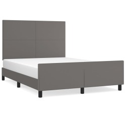 vidaXL Estructura de cama con cabecero cuero sintético gris 140x200cm