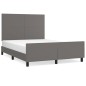 vidaXL Estructura de cama con cabecero cuero sintético gris 140x200cm vidaXL Estructura de cama con cabecero cuero sintético gris 140x200cm