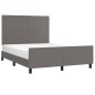vidaXL Estructura de cama con cabecero cuero sintético gris 140x200cm vidaXL Estructura de cama con cabecero cuero sintético gris 140x200cm