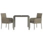 vidaXL Set comedor de jardín 3 piezas con cojines ratán sintético gris vidaXL Set comedor de jardín 3 piezas con cojines ratán sintético gris
