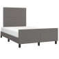 vidaXL Estructura de cama con cabecero cuero sintético gris 120x200cm vidaXL Estructura de cama con cabecero cuero sintético gris 120x200cm