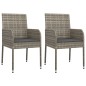 vidaXL Set comedor de jardín 3 piezas con cojines ratán sintético gris vidaXL Set comedor de jardín 3 piezas con cojines ratán sintético gris