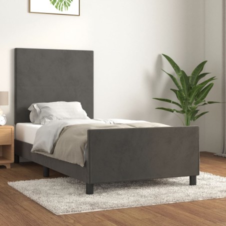 vidaXL Estructura de cama con cabecero terciopelo gris oscuro 80x200cm