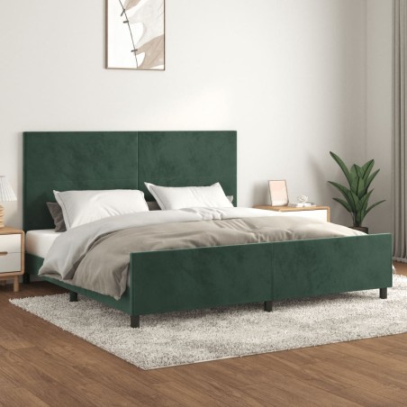 vidaXL Estructura cama con cabecero terciopelo verde oscuro 200x200 cm
