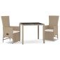 vidaXL Set comedor de jardín 3 pzas con cojines ratán sintético beige vidaXL Set comedor de jardín 3 pzas con cojines ratán sintético beige