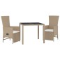 vidaXL Set comedor de jardín 3 pzas con cojines ratán sintético beige vidaXL Set comedor de jardín 3 pzas con cojines ratán sintético beige