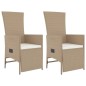 vidaXL Set comedor de jardín 3 pzas con cojines ratán sintético beige vidaXL Set comedor de jardín 3 pzas con cojines ratán sintético beige
