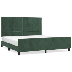 vidaXL Estructura cama con cabecero terciopelo verde oscuro 160x200 cm