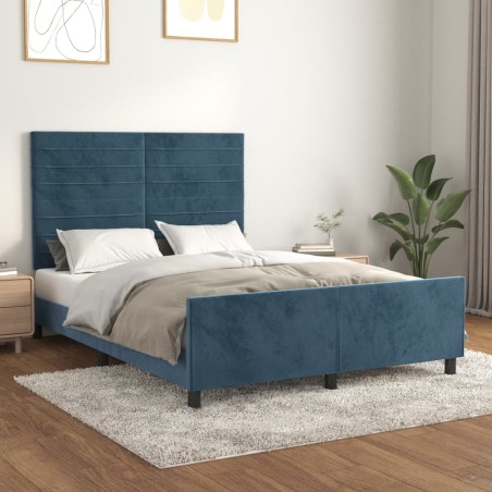 vidaXL Estructura cama con cabecero terciopelo azul oscuro 140x200 cm