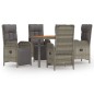 vidaXL Set comedor de jardín 5 piezas con cojines ratán sintético gris vidaXL Set comedor de jardín 5 piezas con cojines ratán sintético gris