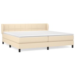 vidaXL Cama box spring con colchón tela color crema 200x200 cm