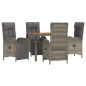 vidaXL Set comedor de jardín 5 piezas con cojines ratán sintético gris vidaXL Set comedor de jardín 5 piezas con cojines ratán sintético gris