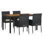 vidaXL Set de muebles jardín 5 pzas con cojines ratán sintético negro vidaXL Set de muebles jardín 5 pzas con cojines ratán sintético negro