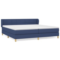 vidaXL Cama box spring con colchón tela azul 200x200 cm