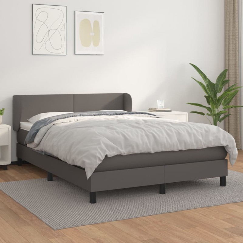 vidaXL Cama box spring con colchón cuero sintético gris 140x200 cm vidaXL Cama box spring con colchón cuero sintético gris 140x200 cm