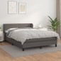 vidaXL Cama box spring con colchón cuero sintético gris 140x200 cm vidaXL Cama box spring con colchón cuero sintético gris 140x200 cm