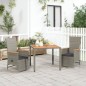 vidaXL Set comedor de jardín 3 piezas con cojines ratán sintético gris