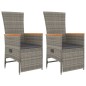 vidaXL Set comedor de jardín 3 piezas con cojines ratán sintético gris