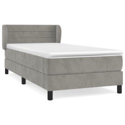 vidaXL Cama box spring con colchón terciopelo gris claro 80x200 cm