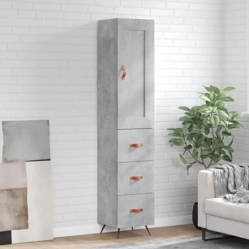 vidaXL Aparador de madera contrachapada gris hormigón 34,5x34x180 cm vidaXL Aparador de madera contrachapada gris hormigón 34,5x34x180 cm