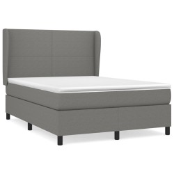 vidaXL Cama box spring con colchón tela gris oscuro 140x200 cm