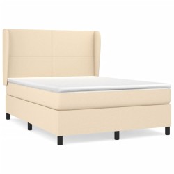 vidaXL Cama box spring con colchón tela color crema 140x200 cm