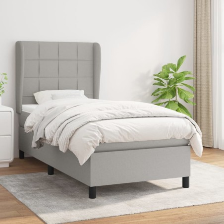 vidaXL Cama box spring con colchón tela gris claro 100x200 cm