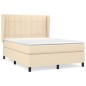 vidaXL Cama box spring con colchón tela color crema 140x190 cm vidaXL Cama box spring con colchón tela color crema 140x190 cm