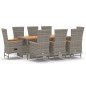 vidaXL Set comedor jardín 9 pzas y cojines ratán sintético gris vidaXL Set comedor jardín 9 pzas y cojines ratán sintético gris