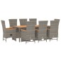 vidaXL Set comedor jardín 9 pzas y cojines ratán sintético gris vidaXL Set comedor jardín 9 pzas y cojines ratán sintético gris
