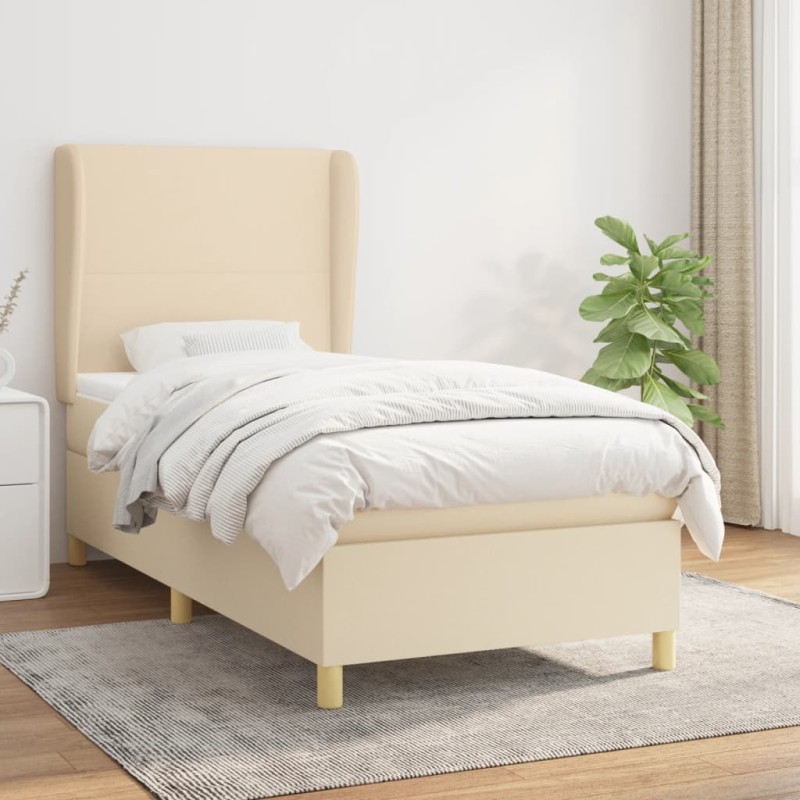 vidaXL Cama box spring con colchón tela color crema 80x200 cm vidaXL Cama box spring con colchón tela color crema 80x200 cm