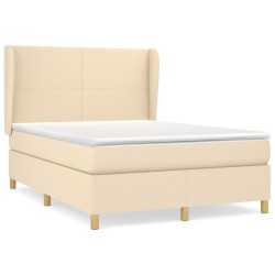 vidaXL Cama box spring con colchón tela color crema 140x190 cm