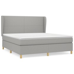vidaXL Cama box spring con colchón tela gris claro 180x200 cm