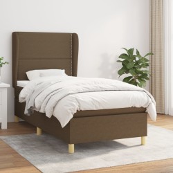 vidaXL Cama box spring con colchón tela marrón oscuro 100x200 cm