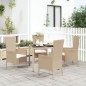 vidaXL Set comedor de jardín 5 pzas con cojines ratán sintético beige vidaXL Set comedor de jardín 5 pzas con cojines ratán sintético beige