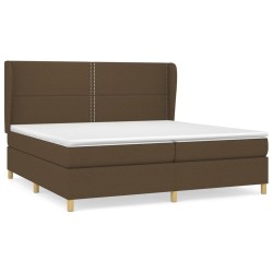 vidaXL Cama box spring con colchón tela marrón oscuro 200x200 cm