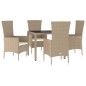 vidaXL Set comedor de jardín 5 pzas con cojines ratán sintético beige vidaXL Set comedor de jardín 5 pzas con cojines ratán sintético beige