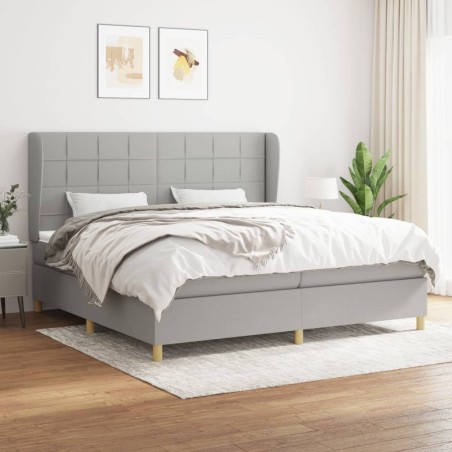 vidaXL Cama box spring con colchón tela gris claro 200x200 cm