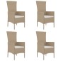 vidaXL Set comedor de jardín 5 pzas con cojines ratán sintético beige vidaXL Set comedor de jardín 5 pzas con cojines ratán sintético beige