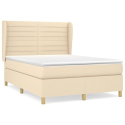 vidaXL Cama box spring con colchón tela color crema 140x200 cm