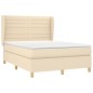 vidaXL Cama box spring con colchón tela color crema 140x200 cm vidaXL Cama box spring con colchón tela color crema 140x200 cm