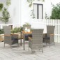 vidaXL Set comedor de jardín 5 piezas con cojines ratán sintético gris vidaXL Set comedor de jardín 5 piezas con cojines ratán sintético gris