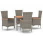 vidaXL Set comedor de jardín 5 piezas con cojines ratán sintético gris vidaXL Set comedor de jardín 5 piezas con cojines ratán sintético gris