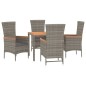vidaXL Set comedor de jardín 5 piezas con cojines ratán sintético gris vidaXL Set comedor de jardín 5 piezas con cojines ratán sintético gris