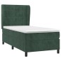 vidaXL Cama box spring con colchón terciopelo verde oscuro 90x190 cm