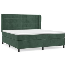 vidaXL Cama box spring con colchón terciopelo verde oscuro 180x200 cm