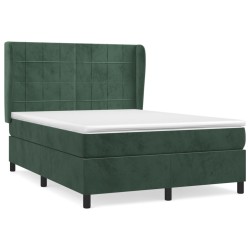 vidaXL Cama box spring con colchón terciopelo verde oscuro 140x200 cm