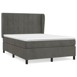 vidaXL Cama box spring con colchón terciopelo gris oscuro 140x200 cm