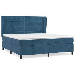 vidaXL Cama box spring con colchón terciopelo azul oscuro 160x200 cm